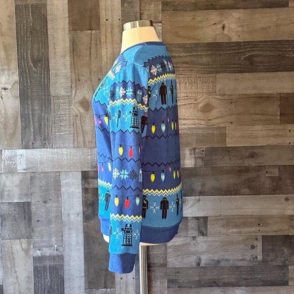 Men's Doctor Who ugly Christmas sweater medium TARDIS Cyber Men Dalek fandom - Picture 7 of 11